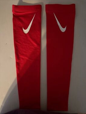 Nike Red Arm Sleeves with White Swoosh